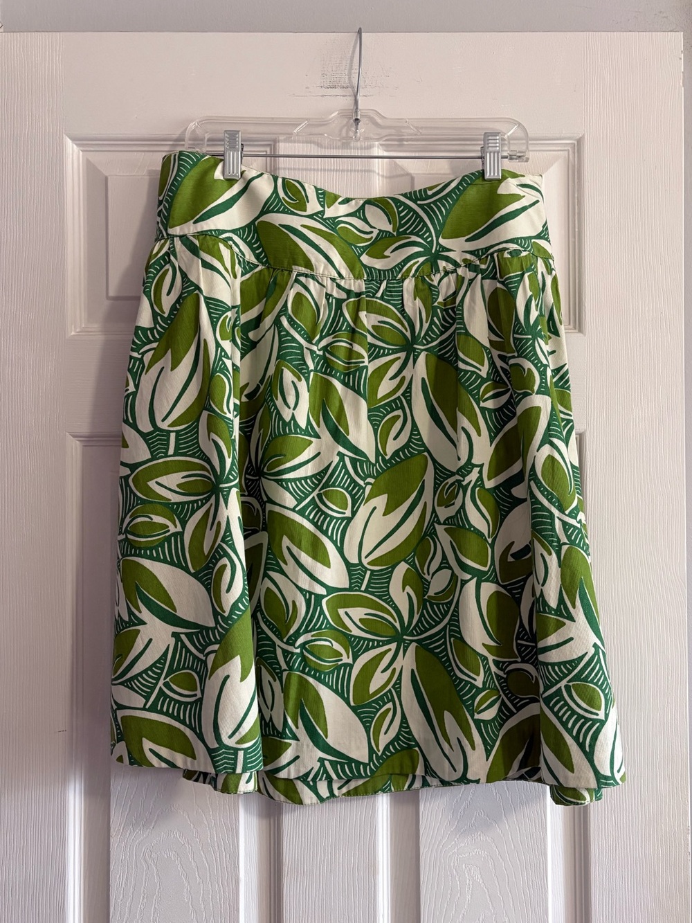 Green floral print a-line skirt